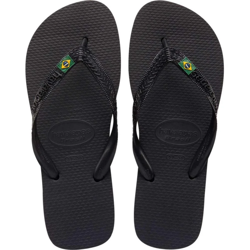 Chinelo Havaianas Unissex Brasil 37/8 Preto Havaianas (Par) - imagem 3