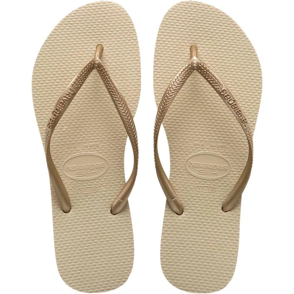 Chinelo Havaianas Feminino Slim 35/6 Areia/Dourado Havaianas (Par) - imagem 3