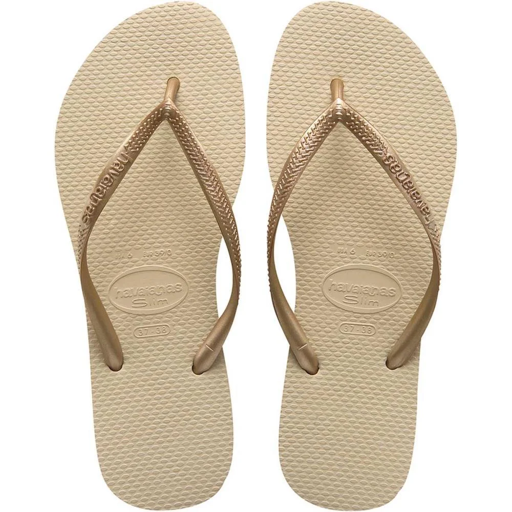 Chinelo Havaianas Feminino Slim 37/8 Areia/Dourado Havaianas (Par) - imagem 2