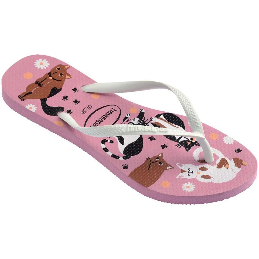 Chinelo Havaianas Feminino Slim Pets 37/8 Rosa Chiffon Havaianas (Par) - imagem 4