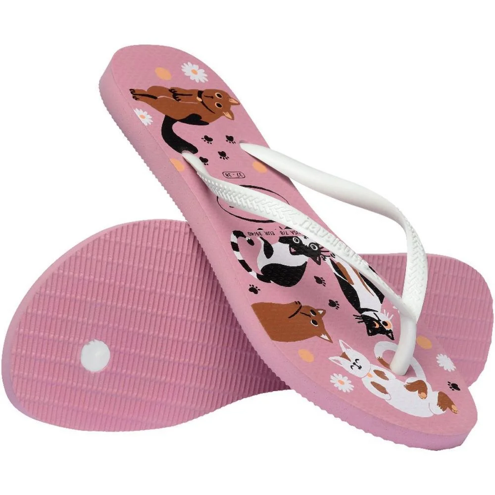 Chinelo Havaianas Feminino Slim Pets 37/8 Rosa Chiffon Havaianas (Par) - imagem 6