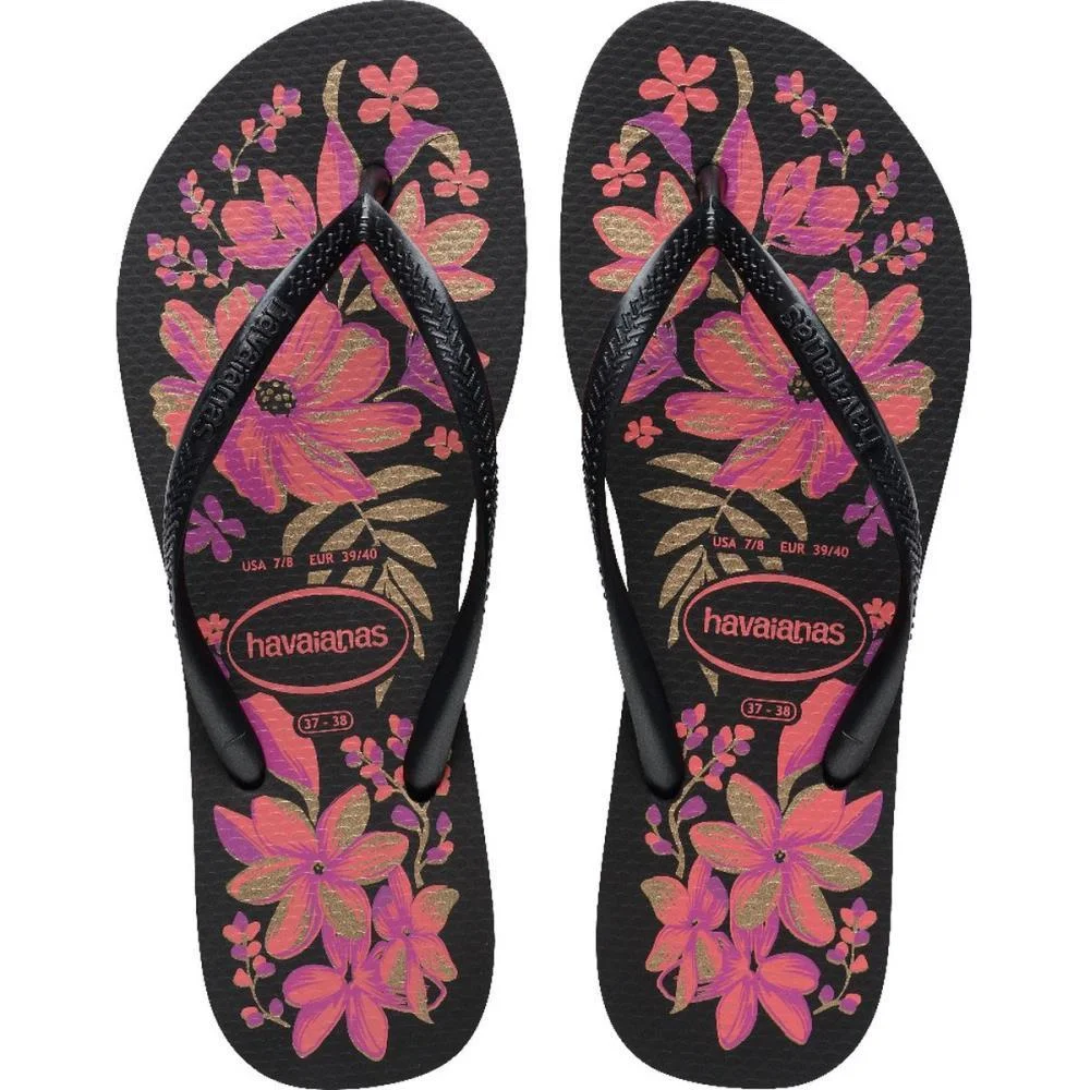 Chinelo Havaianas Feminino Slim Organic 35/6 Preto/Ouro Havaianas (Par) - imagem 3
