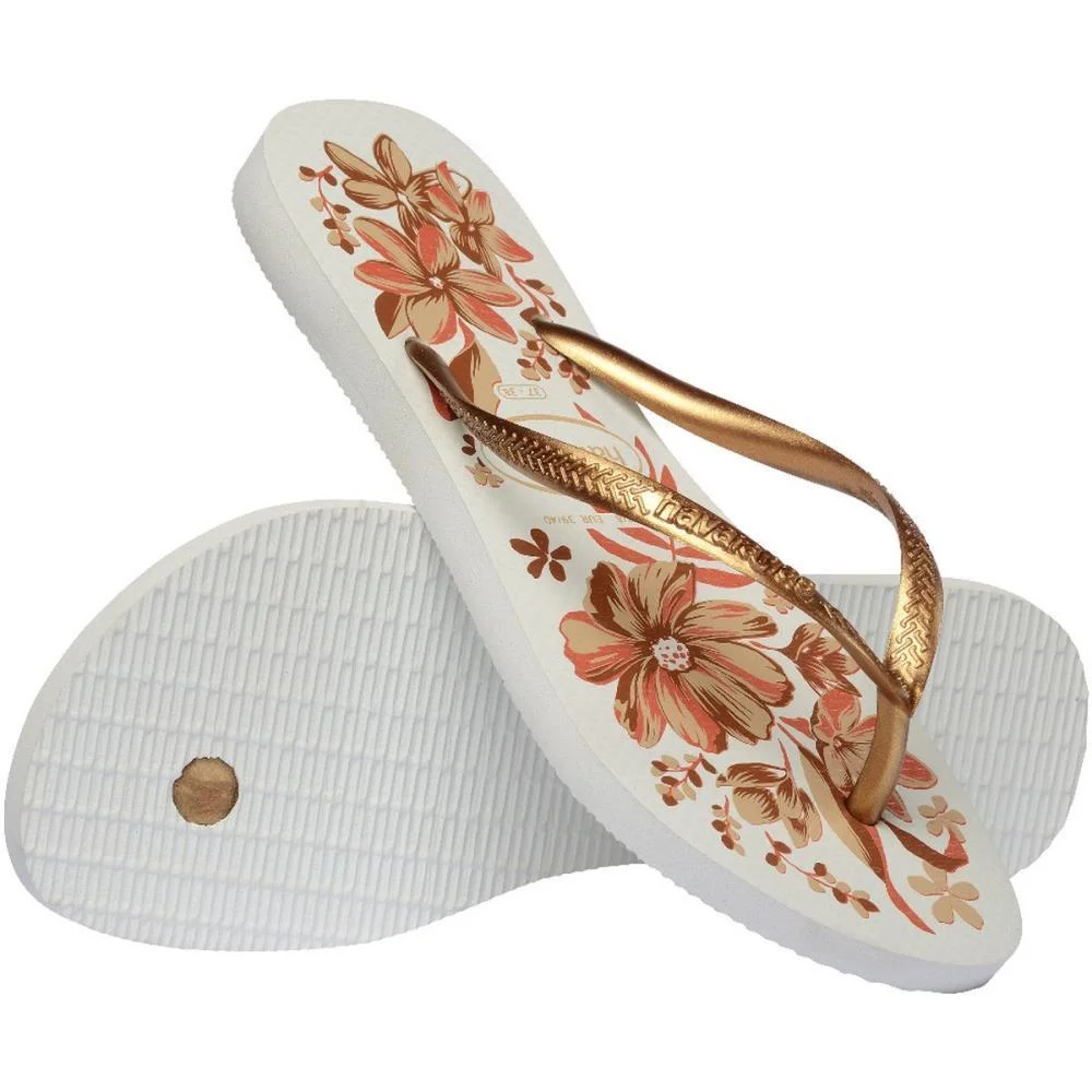 Chinelo Havaianas Feminino Slim Organic 37/8 Branco/Ouro Havaianas (Par) - imagem 6
