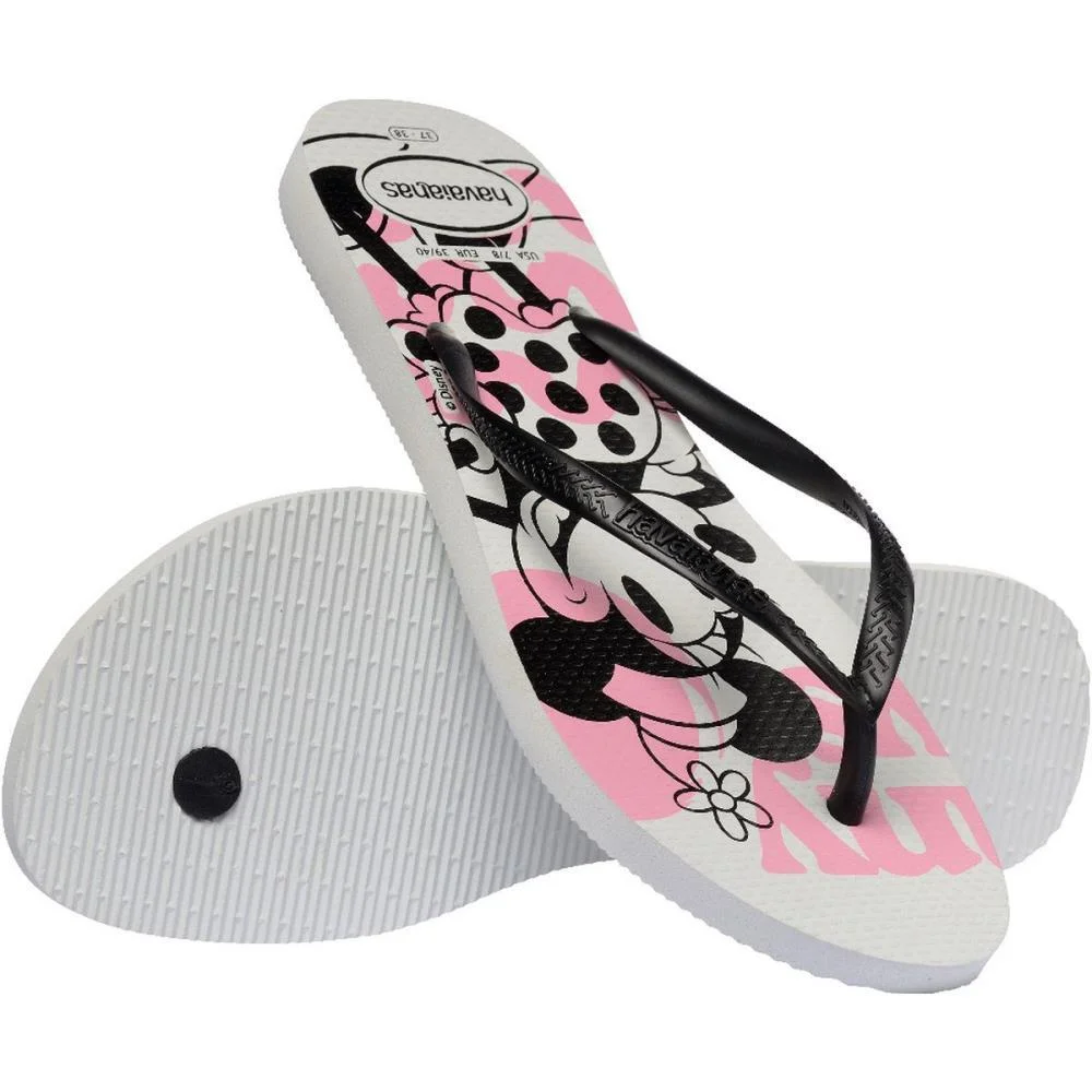 Chinelo Havaianas Feminino Slim Disney 35/6 Branco/Preto Havaianas (Par) - imagem 5