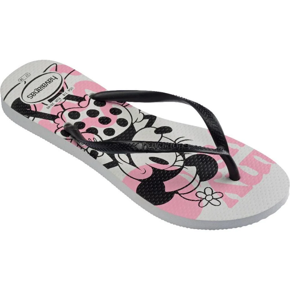 Chinelo Havaianas Feminino Slim Disney 37/8 Branco/Preto Havaianas (Par) - imagem 3