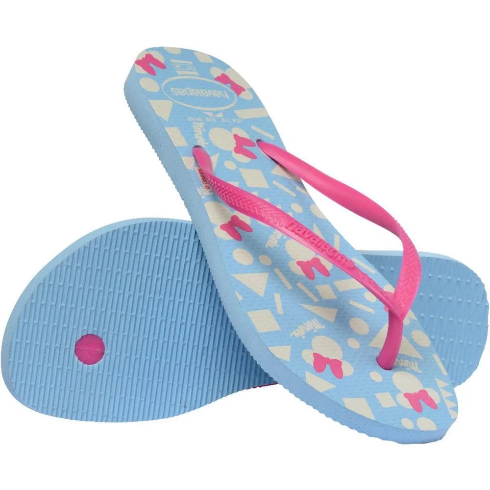 Chinelo Havaianas Feminino Slim Disney 37/8 Azul/Rosa Havaianas (Par) - imagem 5