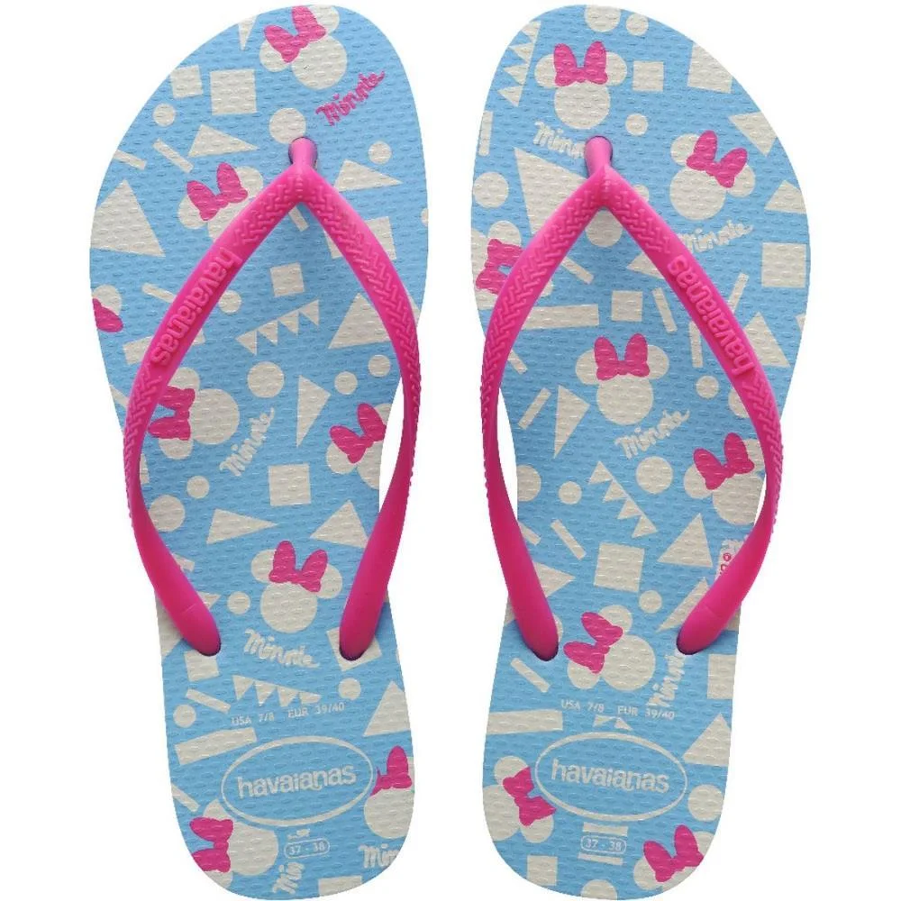 Chinelo Havaianas Feminino Slim Disney 39/0 Azul/Rosa Havaianas (Par) - imagem 2