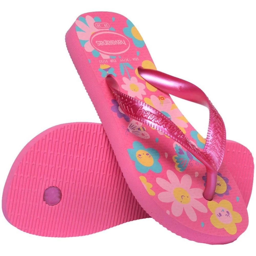 Chinelo Havaianas Infantil Kids Flores 25/6 Rosa Flux Havaianas (Par) - imagem 5