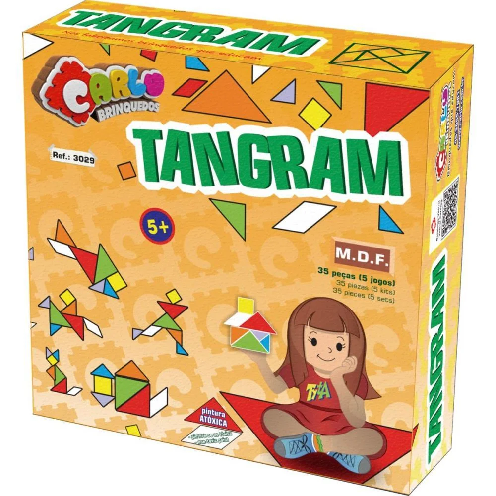 Brinquedo Pedagogico Madeira Tangram 35 Pecas Em Madeira Carlu (Unidade) - imagem 2
