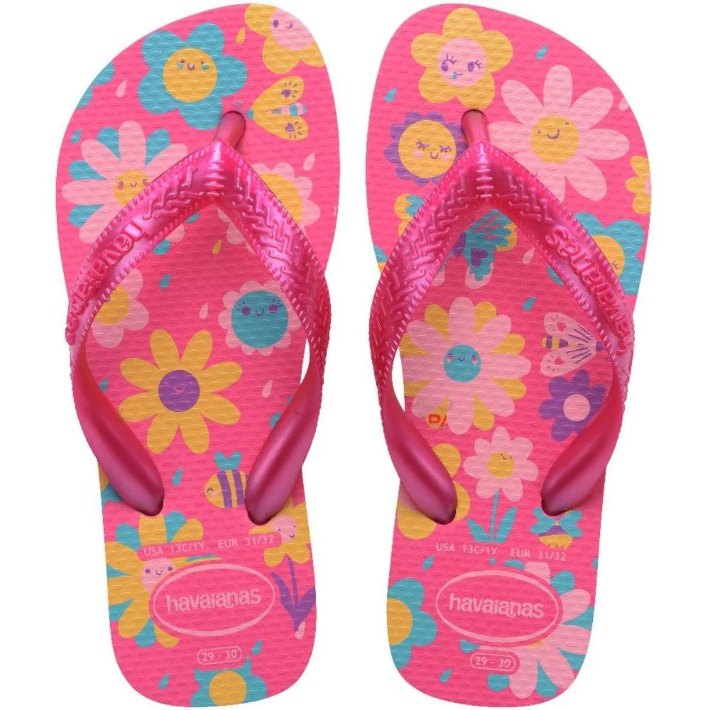 Chinelo Havaianas Infantil Kids Flores 27/8 Rosa Flux Havaianas (Par) - imagem 2