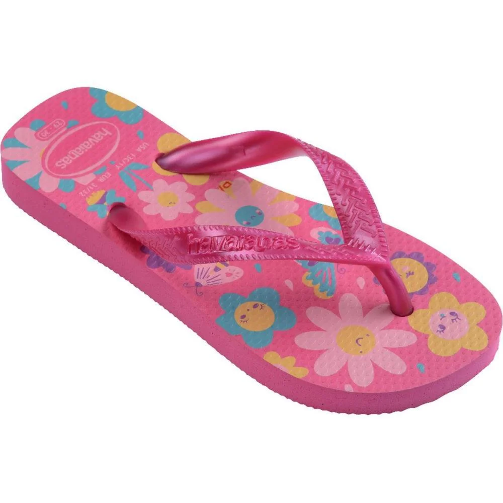 Chinelo Havaianas Infantil Kids Flores 27/8 Rosa Flux Havaianas (Par) - imagem 3