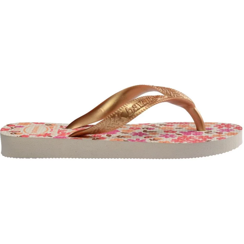 Chinelo Havaianas Infantil Kids Flores 25/6 Bege/Dourado Havaianas (Par) - imagem 4