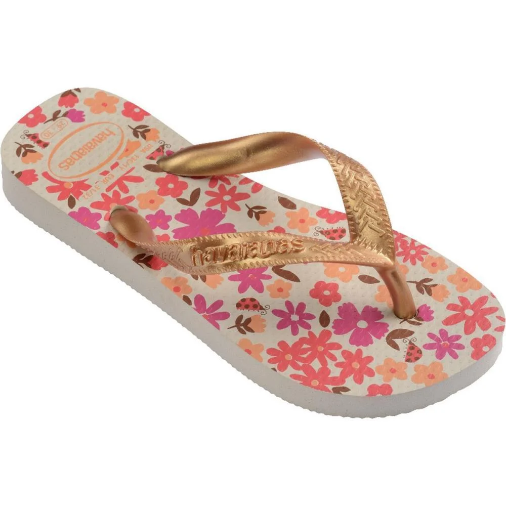 Chinelo Havaianas Infantil Kids Flores 31/2 Bege/Dourado Havaianas (Par) - imagem 3