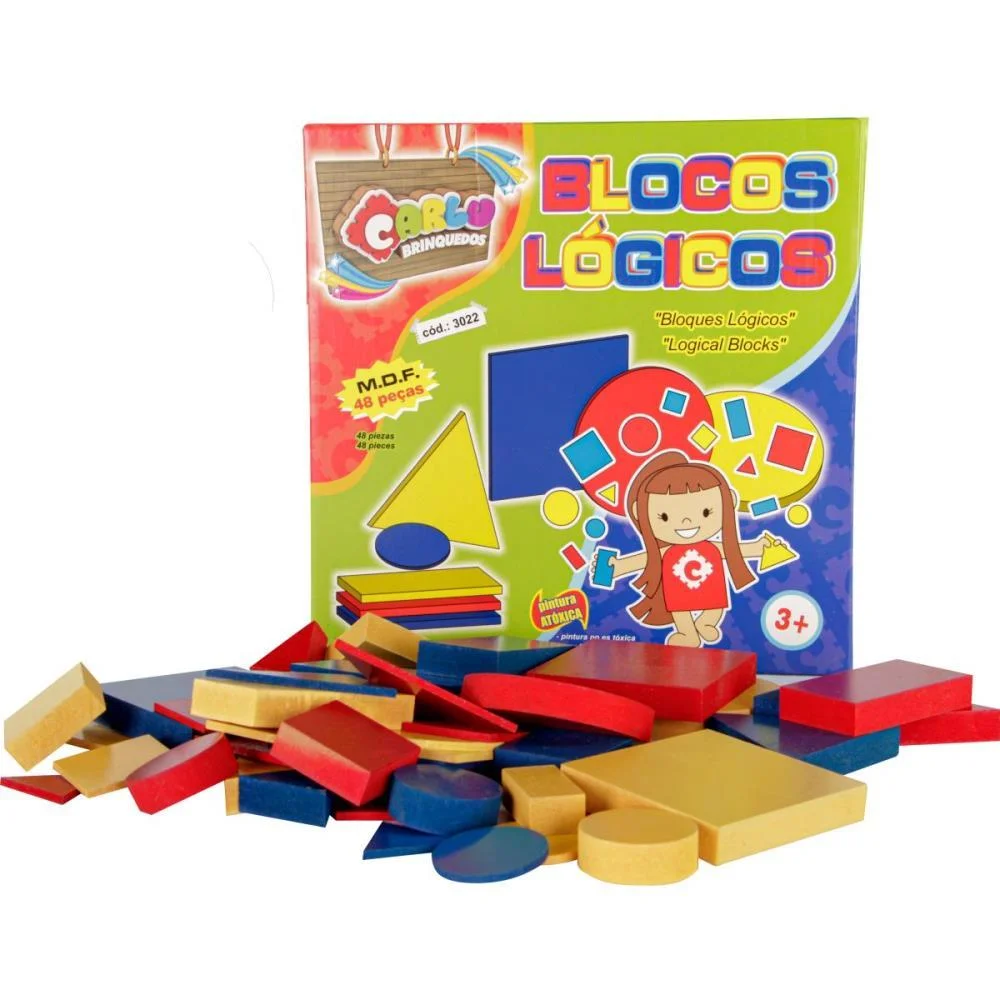 Brinquedo Pedagogico Madeira Blocos Logicos 48 Pcs Carlu (Unidade) - imagem 5
