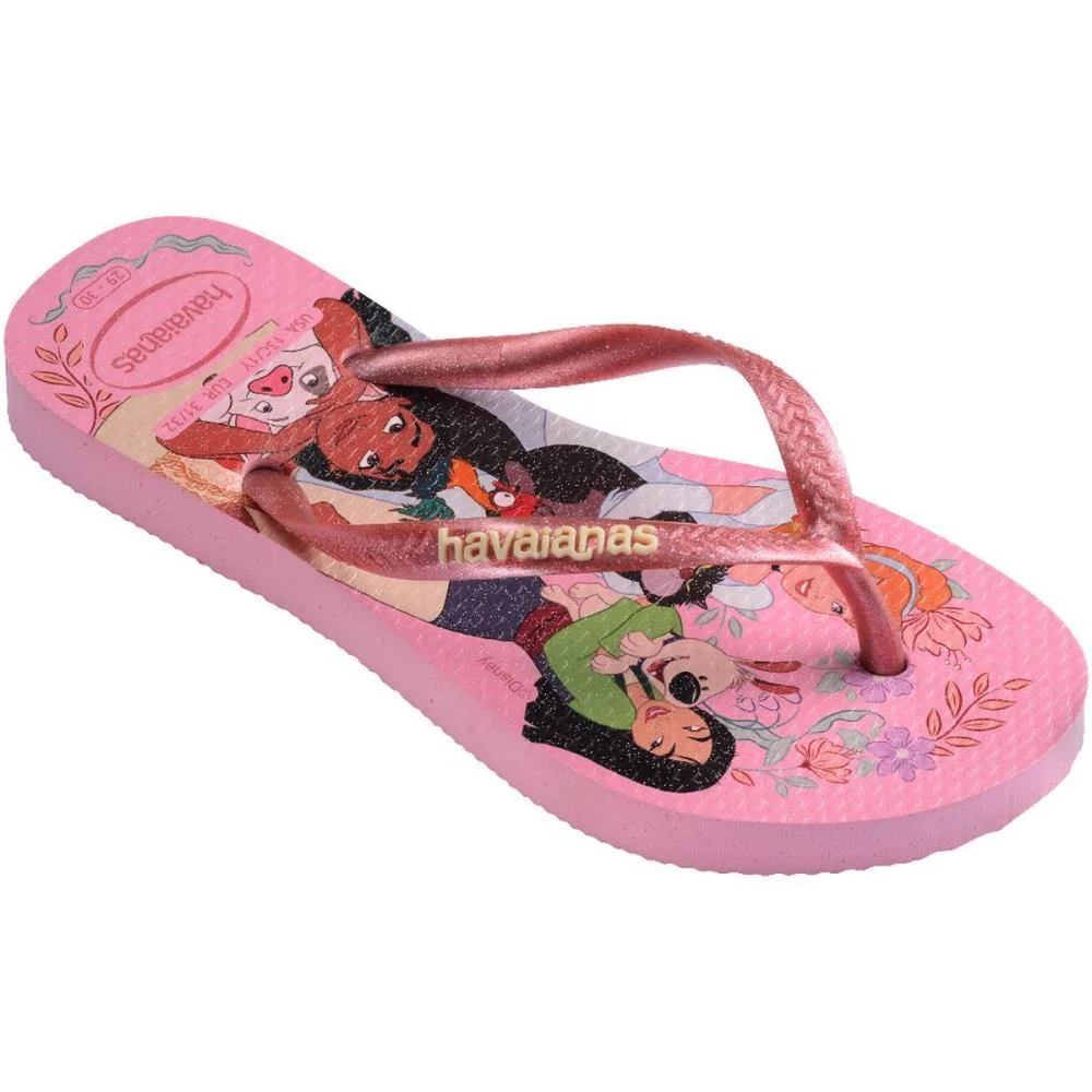 Chinelo Havaianas Infantil Princesas Slim Kids 29/0 Rosa Havaianas (Par) - imagem 3