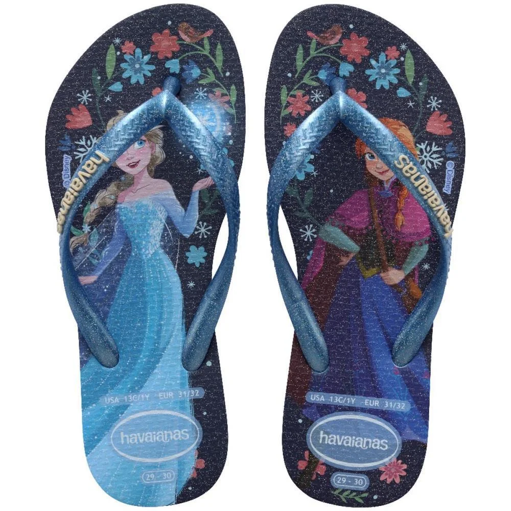 Chinelo Havaianas Infantil Princesas Slim Kids 25/6 Azul Havaianas (Par) - imagem 2