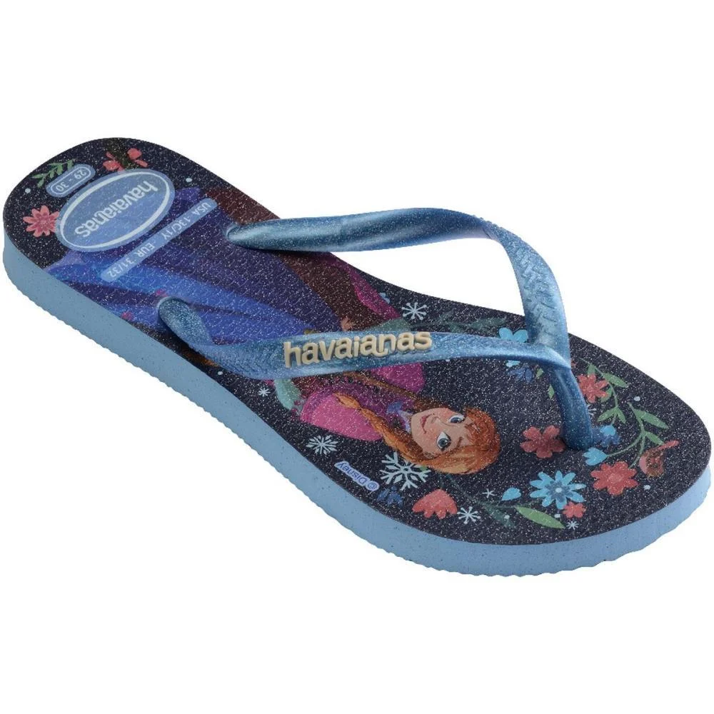 Chinelo Havaianas Infantil Princesas Slim Kids 25/6 Azul Havaianas (Par) - imagem 3