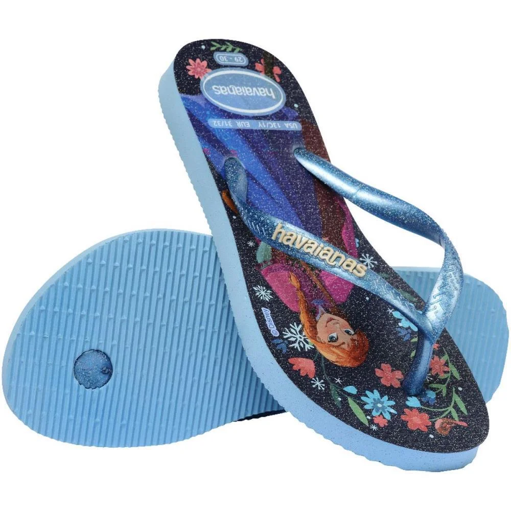 Chinelo Havaianas Infantil Princesas Slim Kids 25/6 Azul Havaianas (Par) - imagem 5