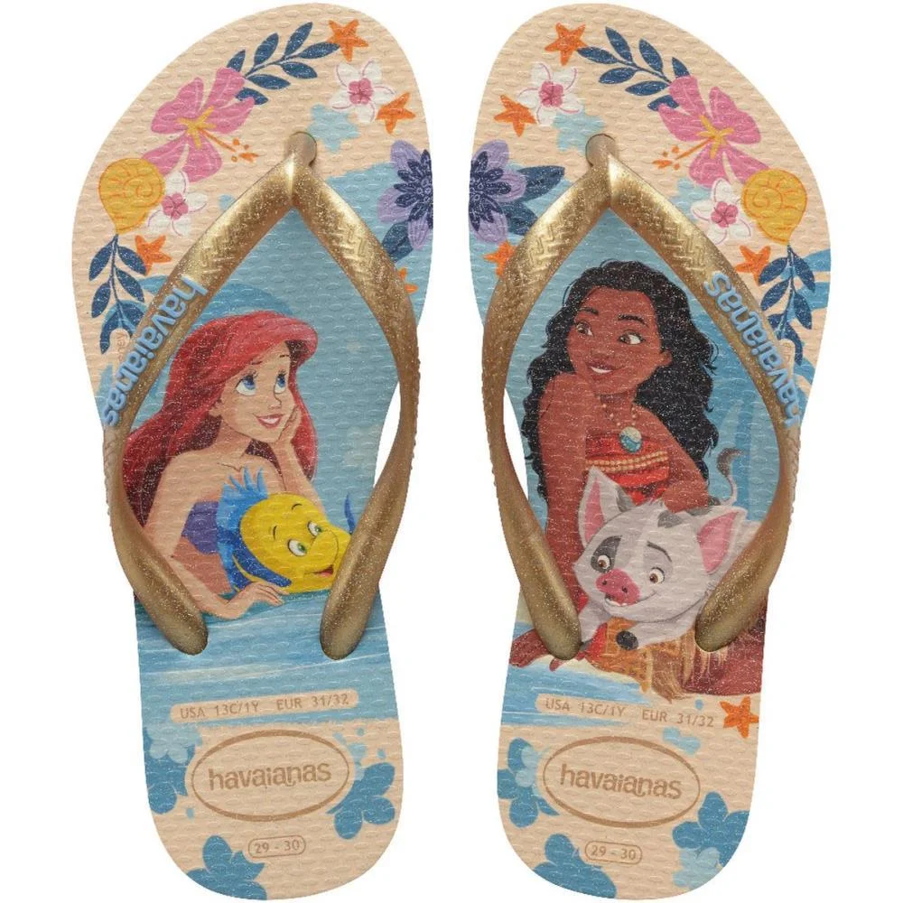 Chinelo Havaianas Infantil Princesas Slim Kids 27/8 Palha Havaianas (Par) - imagem 6