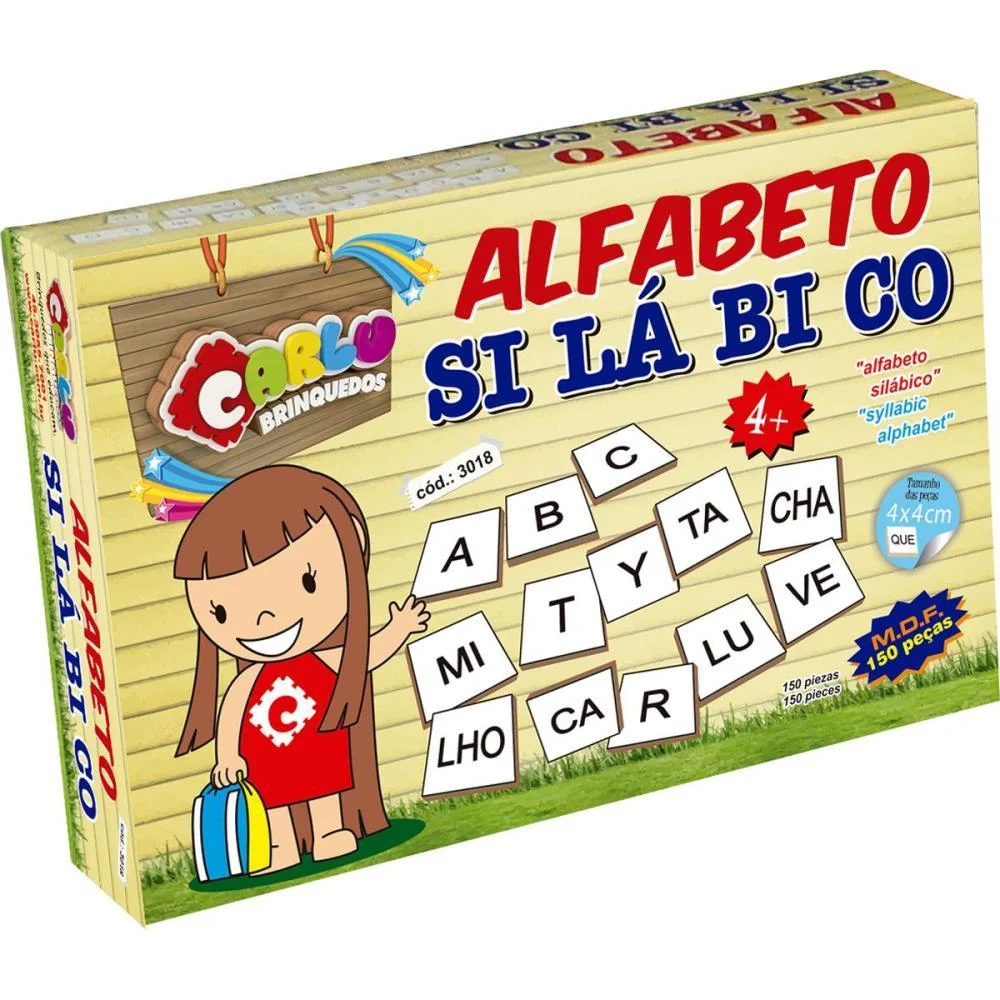 Brinquedo Pedagogico Madeira Alfabeto Silabico 150 Pecas Carlu (Unidade) - imagem 2