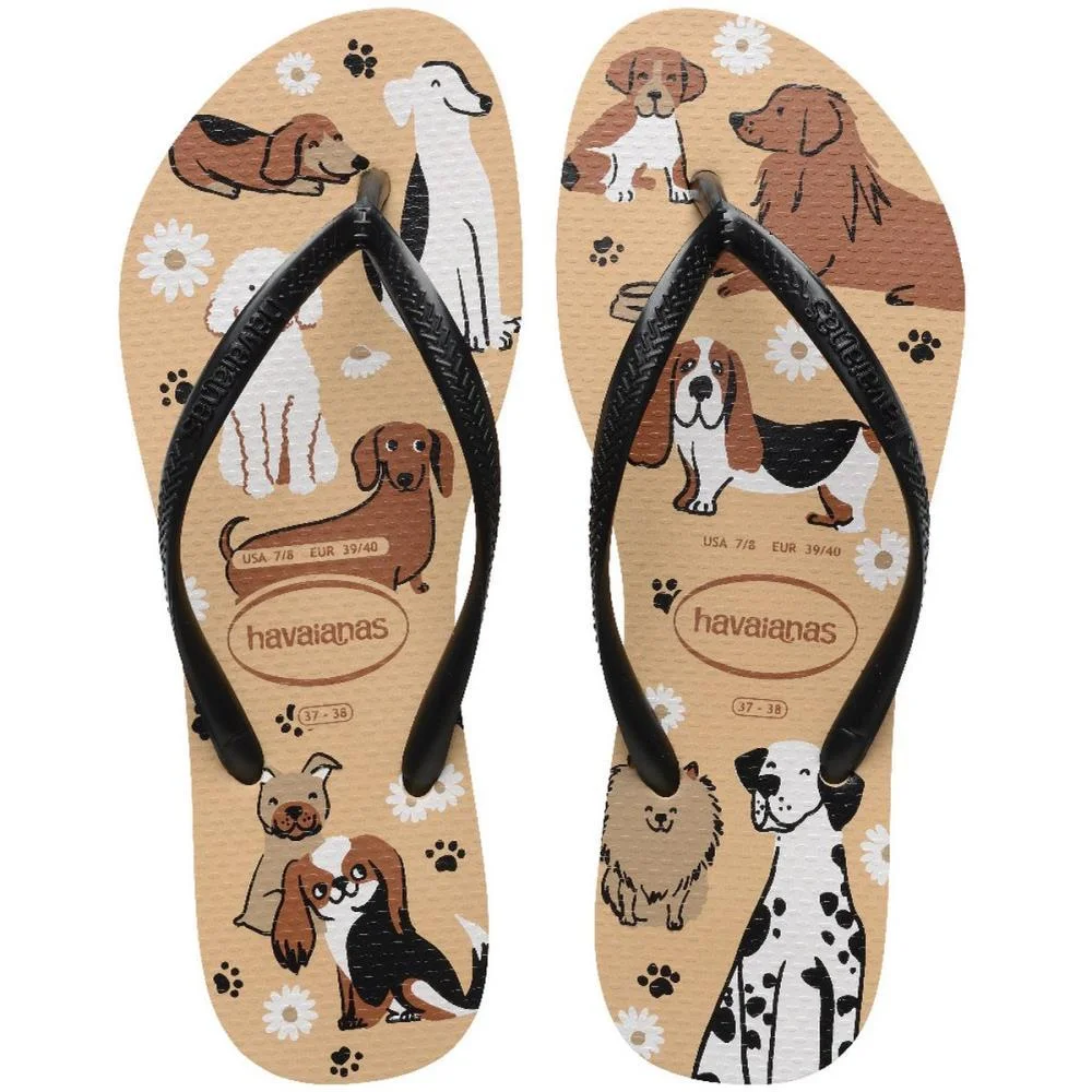 Chinelo Havaianas Feminino Slim Pets 33/4 Preto/Dourado Havaianas (Par) - imagem 3