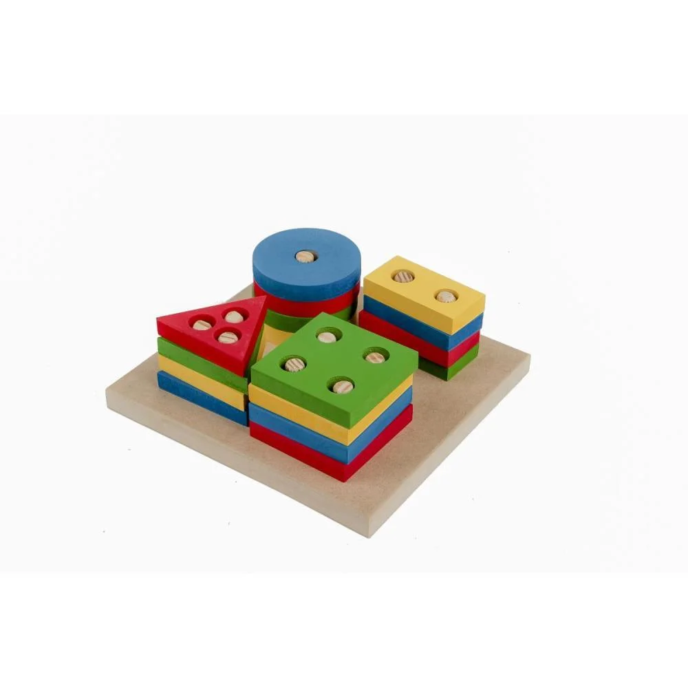 Brinquedo Pedagogico Madeira Prancha Selecao Peq.16Pcs Geom Carlu (Unidade) - imagem 3