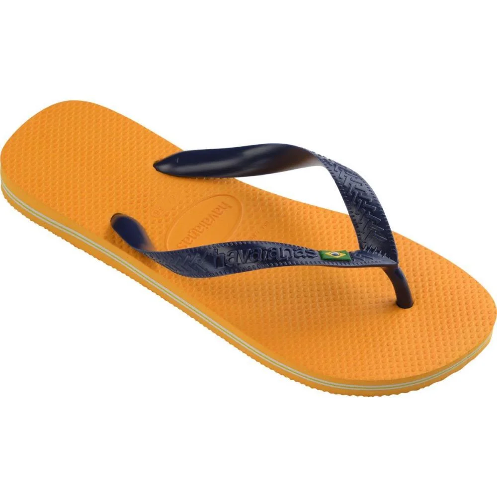 Chinelo Havaianas Unissex Brasil 39/0 Amarelo Pop/Marinh Havaianas (Par) - imagem 4
