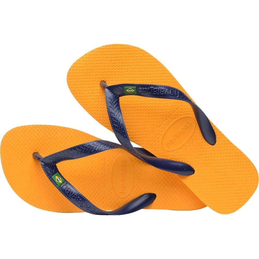 Chinelo Havaianas Unissex Brasil 39/0 Amarelo Pop/Marinh Havaianas (Par) - imagem 6