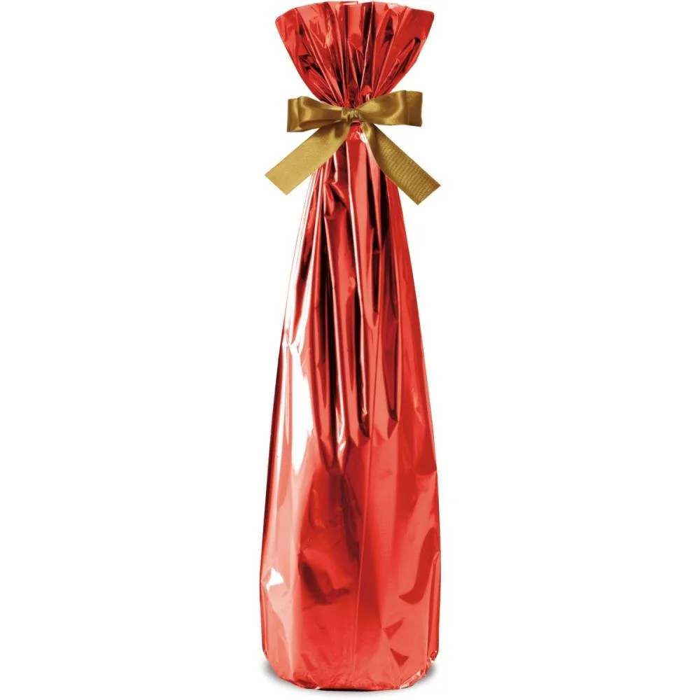 Embalagem Para Garrafa Saco Metaliz.vermelho15X44Cm Cromus (Pct.c/50) - imagem 2