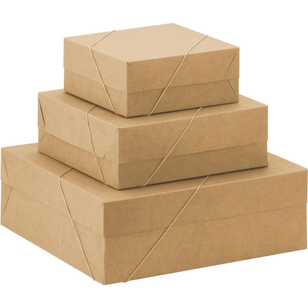 Caixa Para Presente Com Tampa Kraft Gd 28X28X10 Elast. Cristina (Pct.c/10) - imagem 3