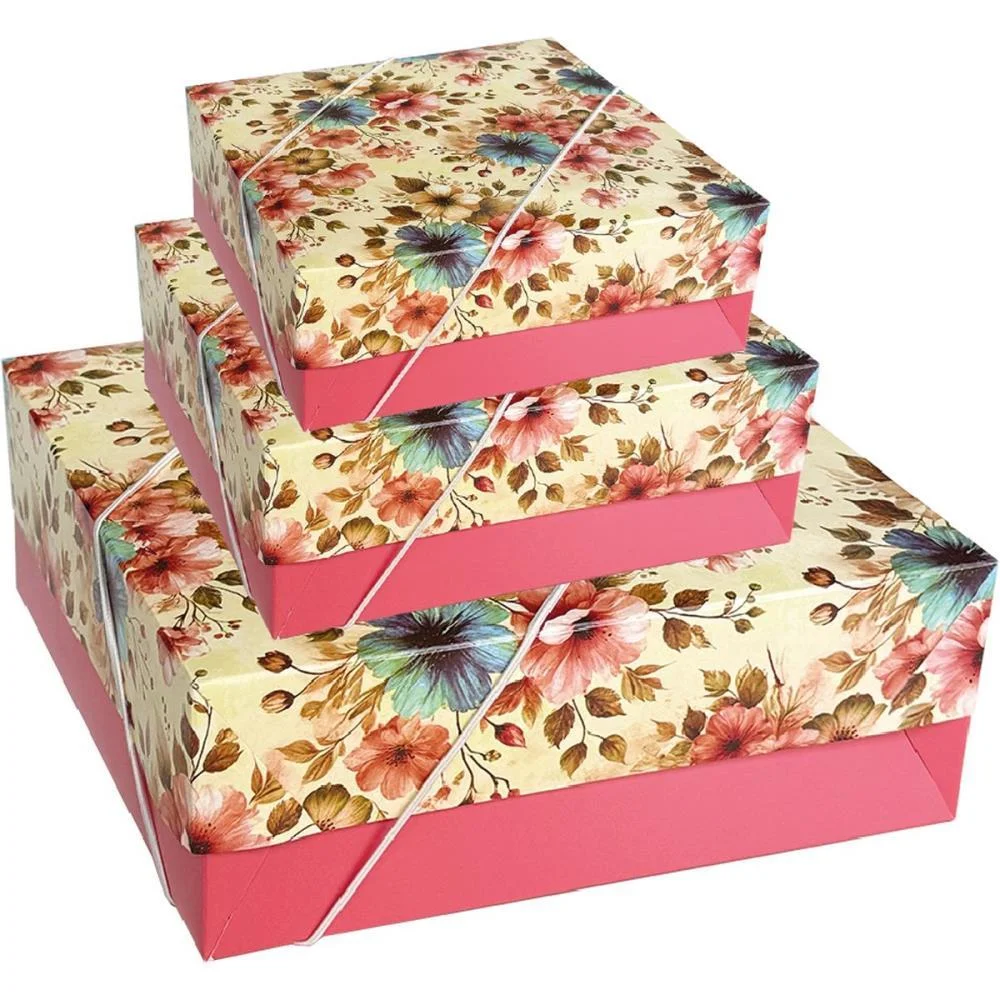 Caixa Para Presente Com Tampa Gd 28X28X10 Elast. Estampada Cristina (Pct.c/12) - imagem 2