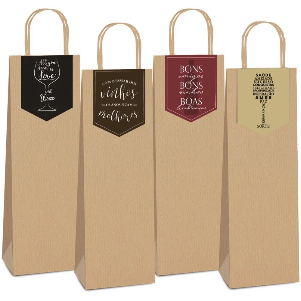 Embalagem Para Garrafa Sacola C/Fecha Wine 35X13X8Cm Cromus (Pct.c/10) - imagem 3