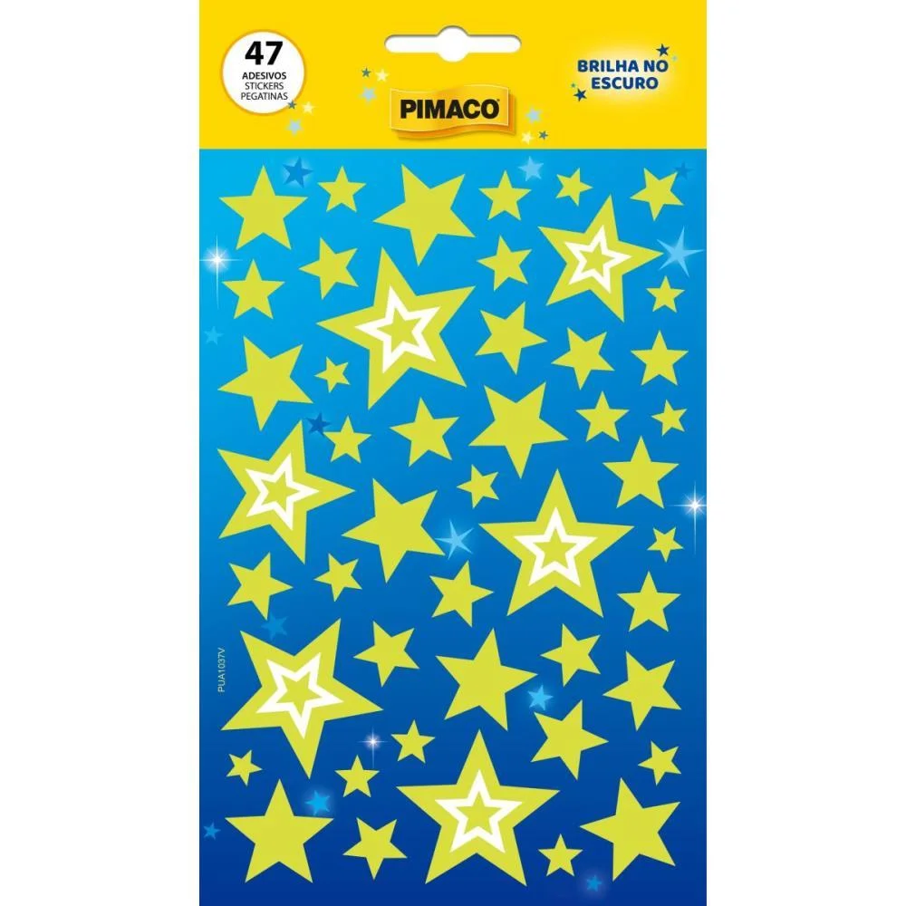 Adesivos Decorados Estrela Brilha Escuro 47 Etiq Pimaco (Cartela) - imagem 2