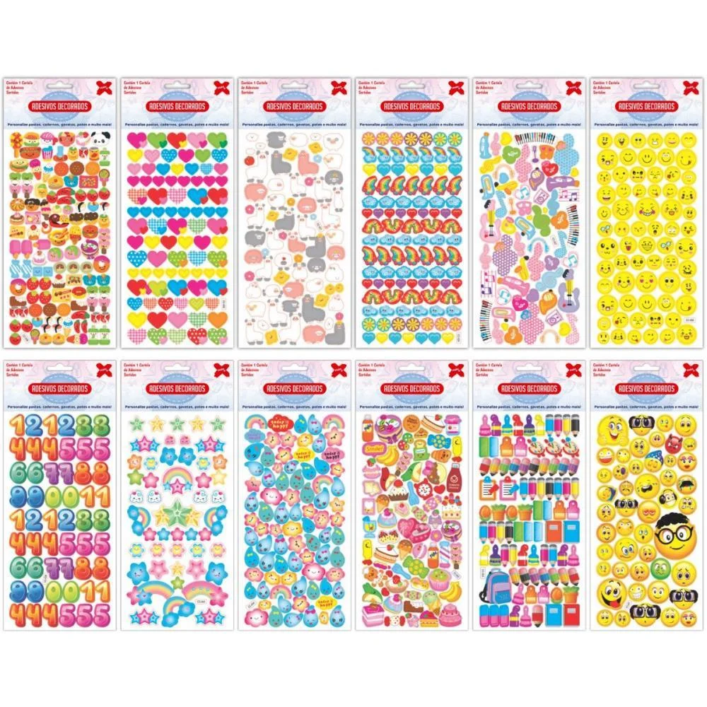 Adesivos Decorados 10X24Cm. Divertidos Cartela S. Make+ (Pct.c/24) - imagem 3