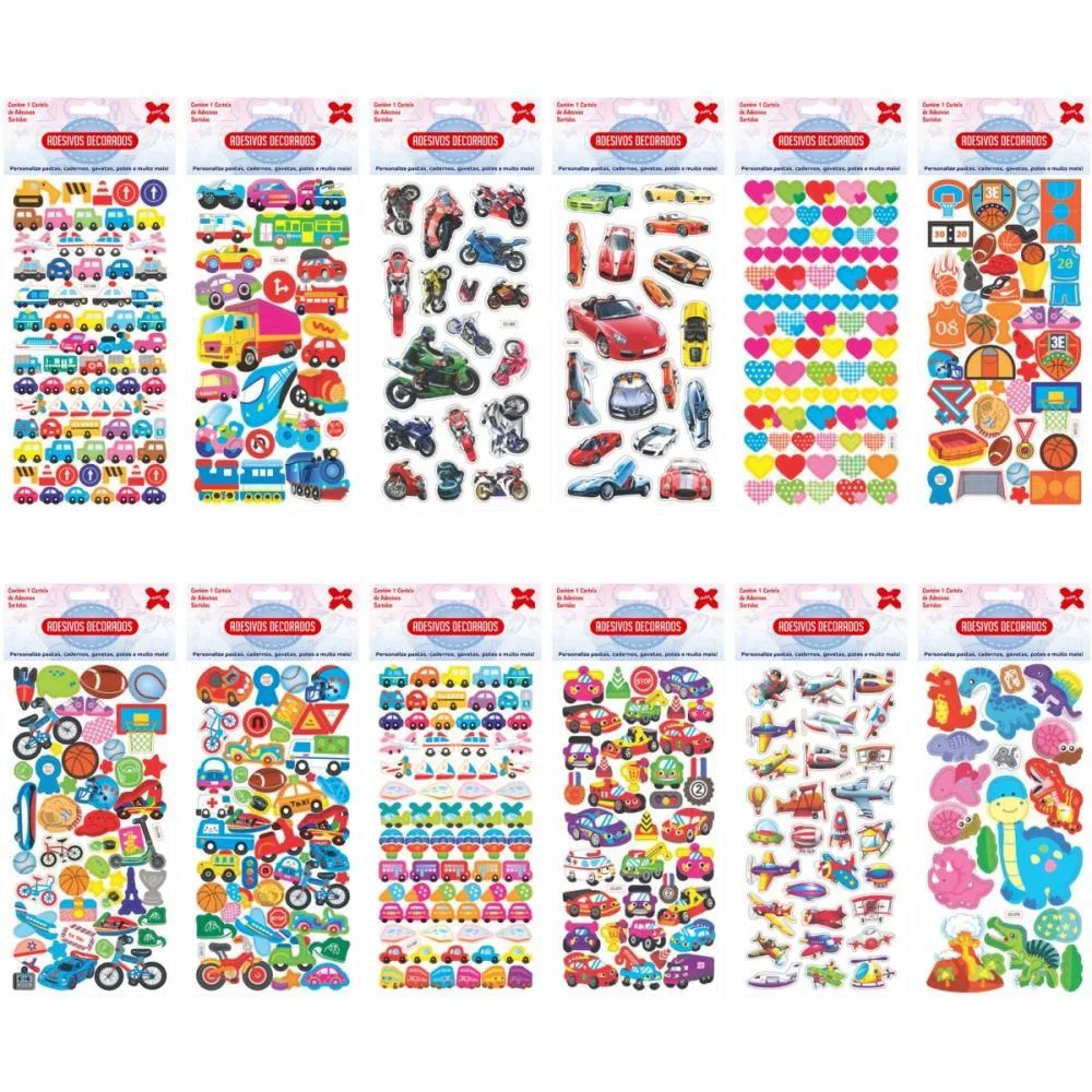 Adesivos Decorados 10X24Cm. Aventura Cartela Sort Make+ (Pct.c/24) - imagem 2