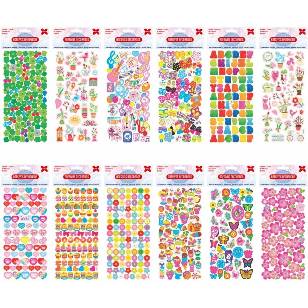 Adesivos Decorados 10X24Cm. Encanto Cartela Sort. Make+ (Pct.c/24) - imagem 3