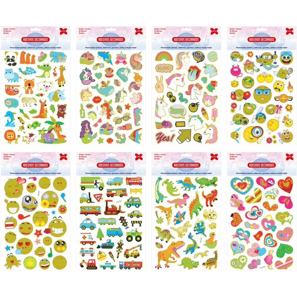 Adesivos Decorados 15X26Cm. Big Mix Cartela Sort. Make+ (Pct.c/16) - imagem 2