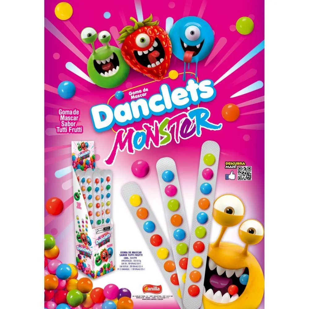 Doce Danclets Regua Monsters T.frut Danilla Foods (Dp.c/15) - imagem 4