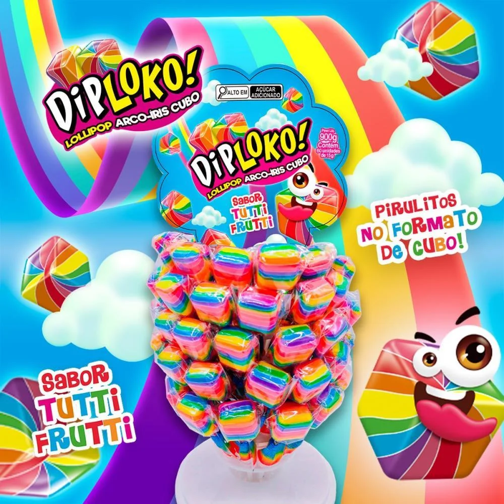 Doce Dip Loko Lollipop Arco-Iris Danilla Foods (Dp.c/60) - imagem 4