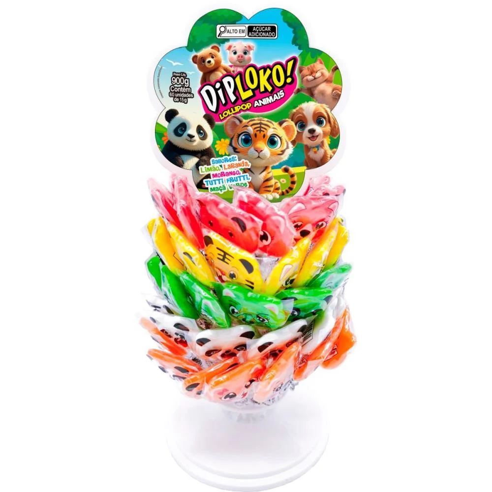 Doce Dip Loko Lollipop Animais Danilla Foods (Dp.c/60) - imagem 2