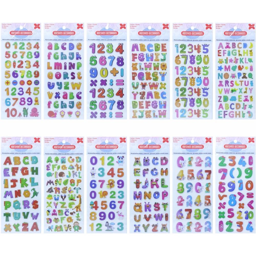 Adesivos Decorados 10X24Cm.letras/Numeros Cart.so Make+ (Pct.c/24) - imagem 3