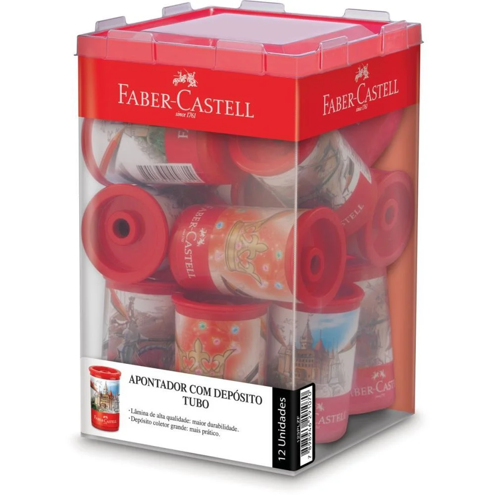 Apontador Com Deposito Tubo Plastico Decorado Subst. Faber-Castell (Dp.c/12) - imagem 2