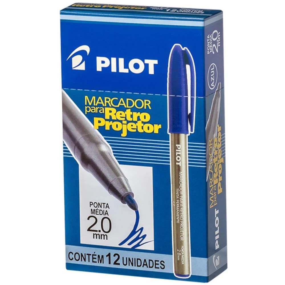 Caneta Retroprojetor 2.0Mm Marcador Azul Pilot (Cx.c/12) - imagem 3