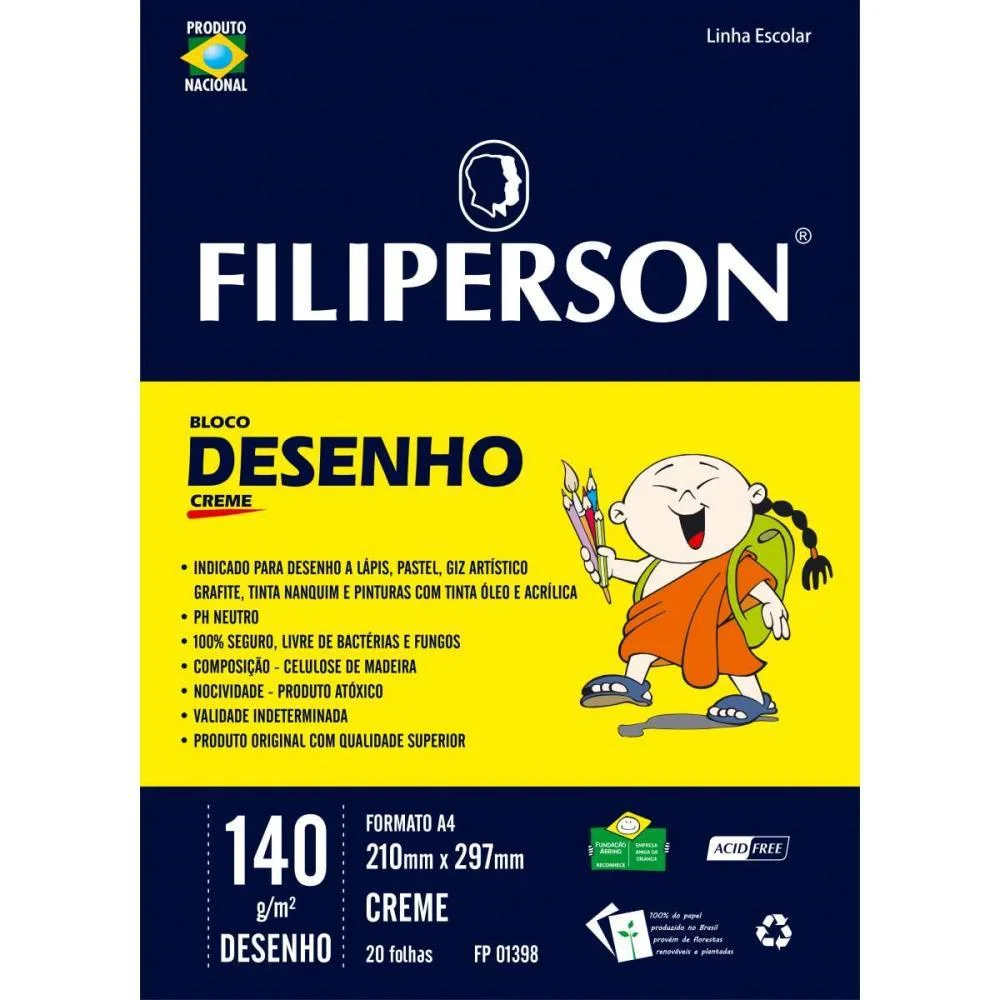 Bloco Tecnico Sem Margem Desenho A-4 140G.20Fls.creme Filiperson (Pct.c/05) - imagem 3