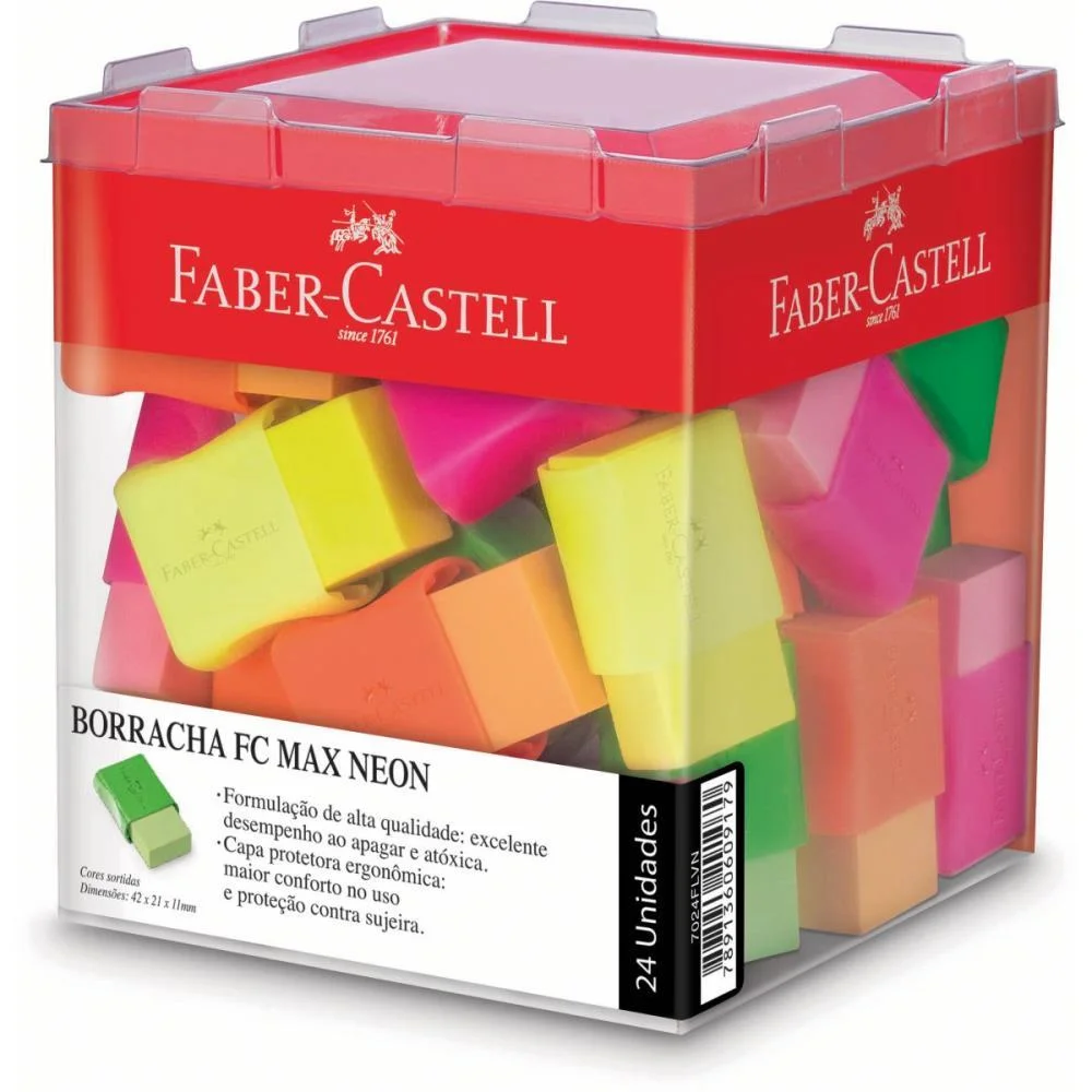 Borracha Colorida Fc Max Neon 4 Cores Faber-Castell (Dp.c/24) - imagem 3
