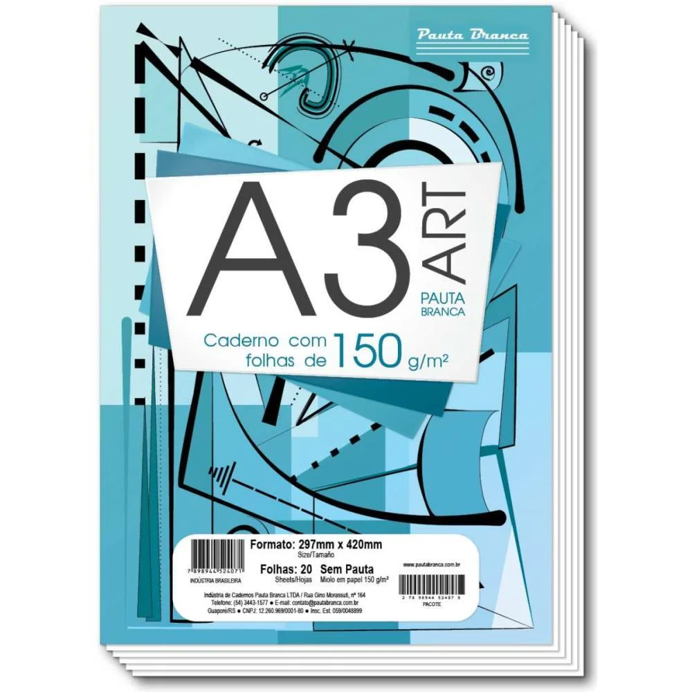 Bloco Tecnico Sem Margem Desenho A3 Art Pb 20F.br 150G Pauta Branca (Pct.c/05) - imagem 3