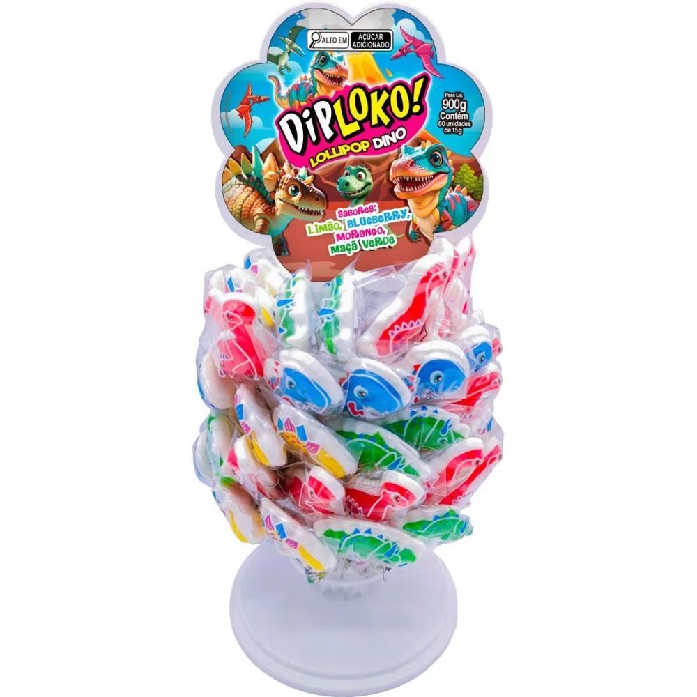 Doce Dip Loko Lollipop Dino Danilla Foods (Dp.c/60) - imagem 3