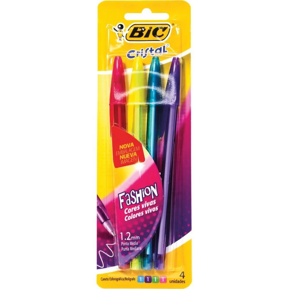 Caneta Esferografica Cristal Fashion Pack 04 Cores Bic (Cx.c/06) - imagem 5