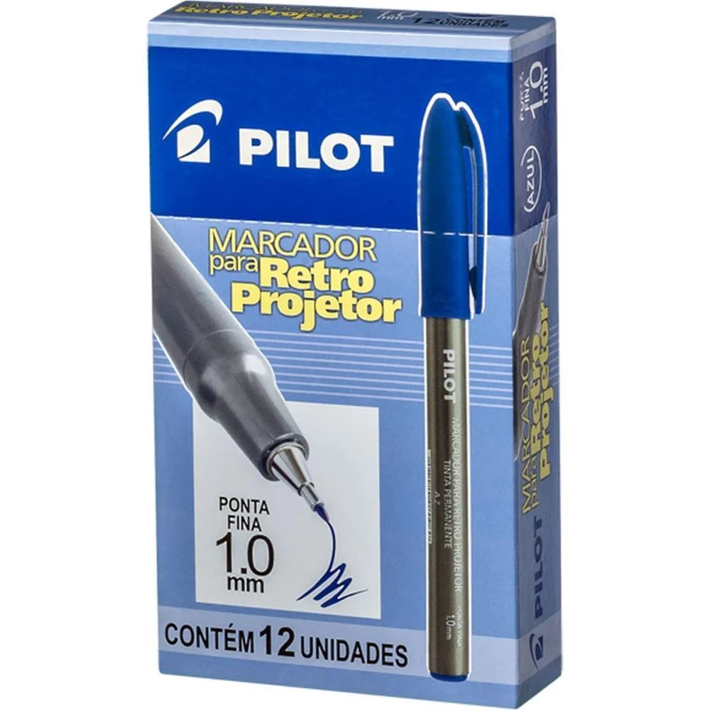 Caneta Retroprojetor 1.0Mm Marcador Azul Pilot (Cx.c/12) - imagem 5