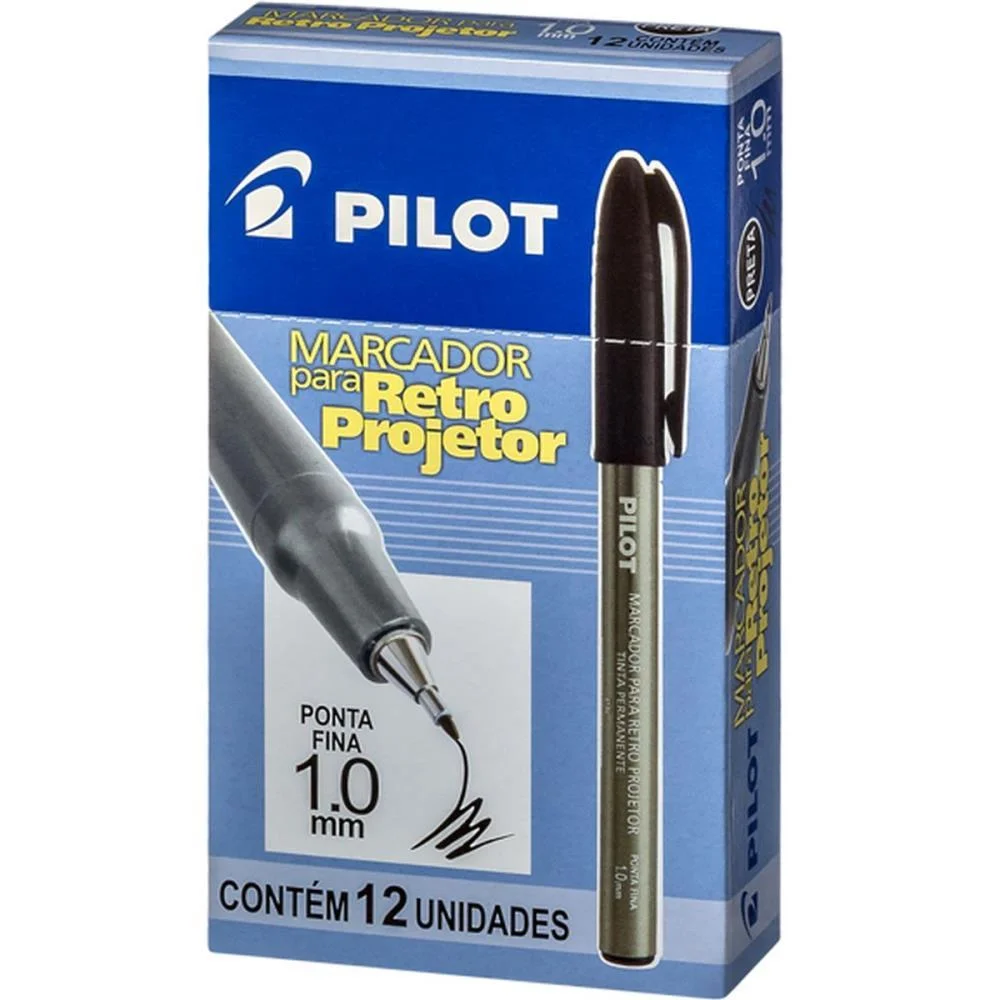 Caneta Retroprojetor 1.0Mm Marcador Preto Pilot (Cx.c/12) - imagem 5